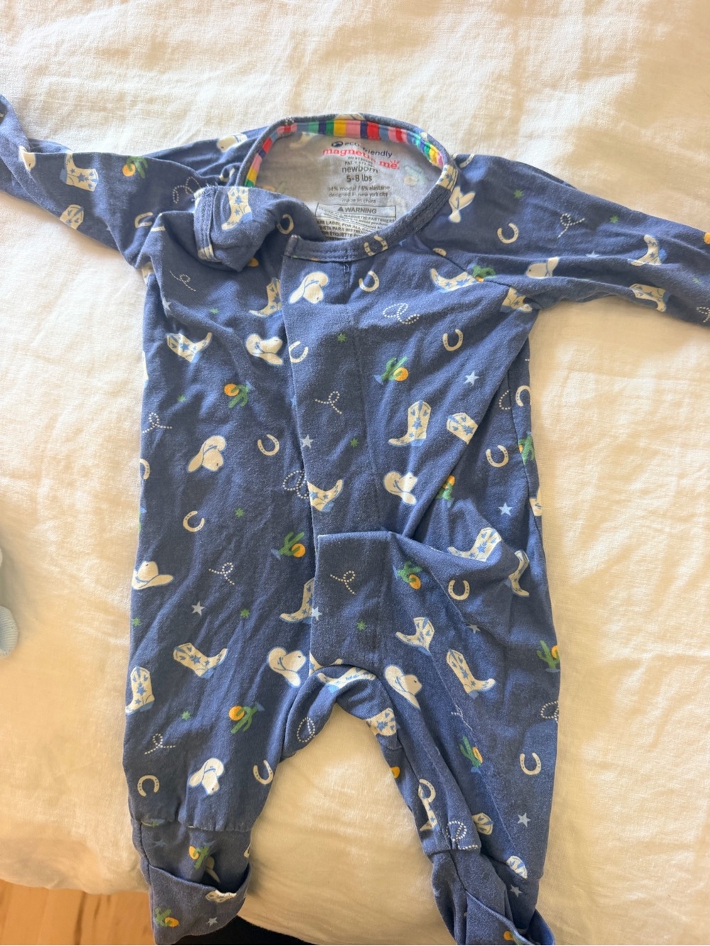 Magnetic Me Navy Cowboy Print Convertible Hand / Footie